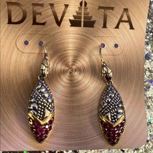 Devata sterling/18kt red crystal drop earrings